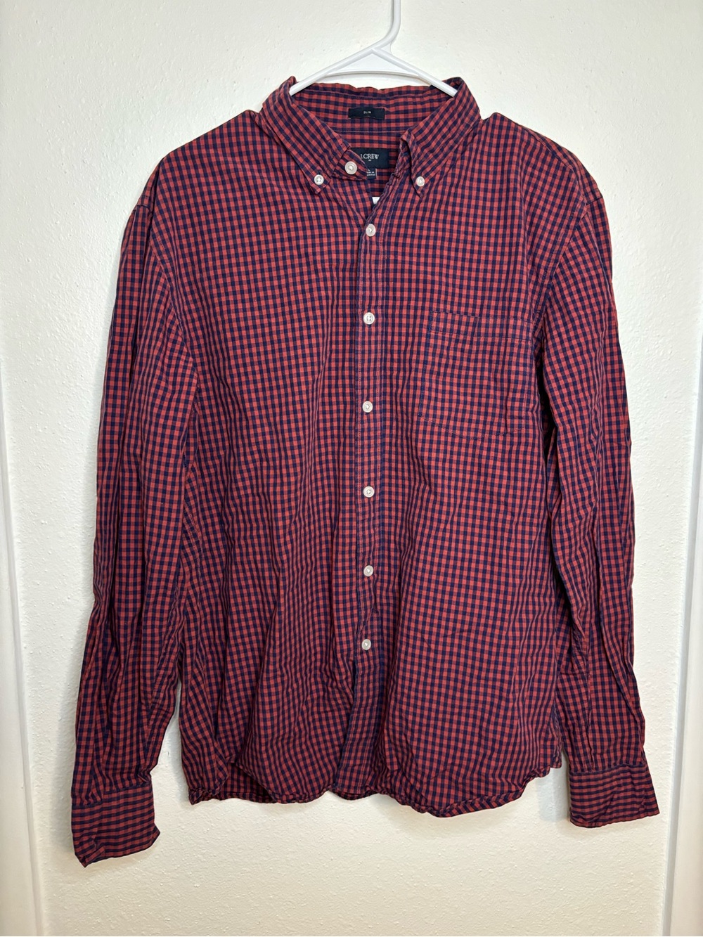 J.Crew Button-Down Red & Navy Checkered Shirt
